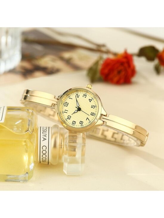 Women\'s Gold Quartz Bracelet Solid Reloj Para Mujer Small Dainty Wrist Watch main image 2